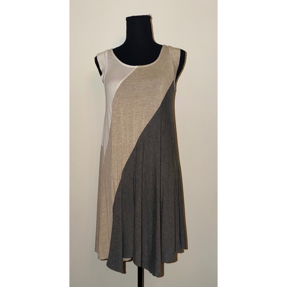 Boho Chic Weston Neutral Colorblock Sleeveless‎ Swing Dress Size Small
